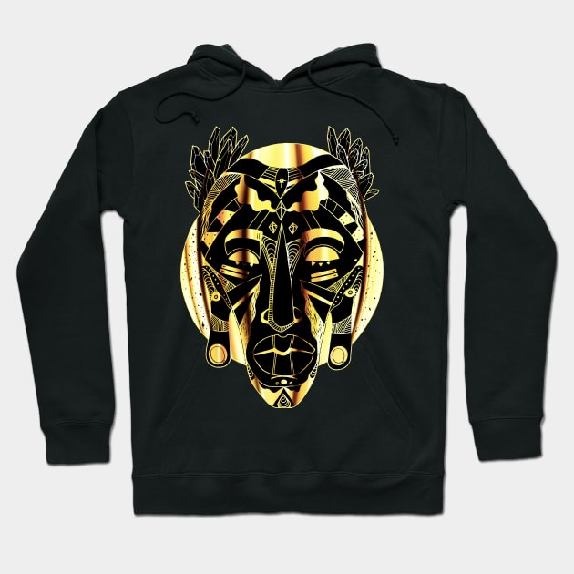 African Mask 1 - Gold Edition Hoodie by kenallouis